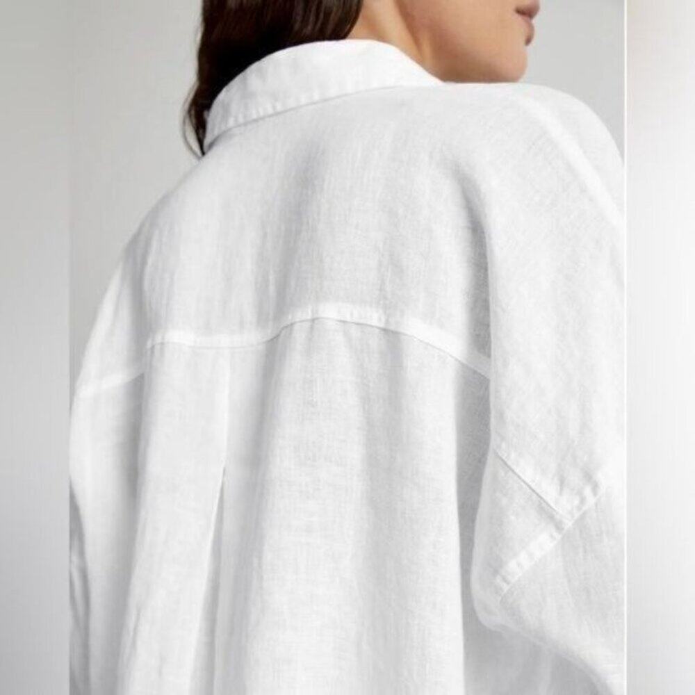 Commense White Linen Button-Up Blouse - Picture 3 of 8